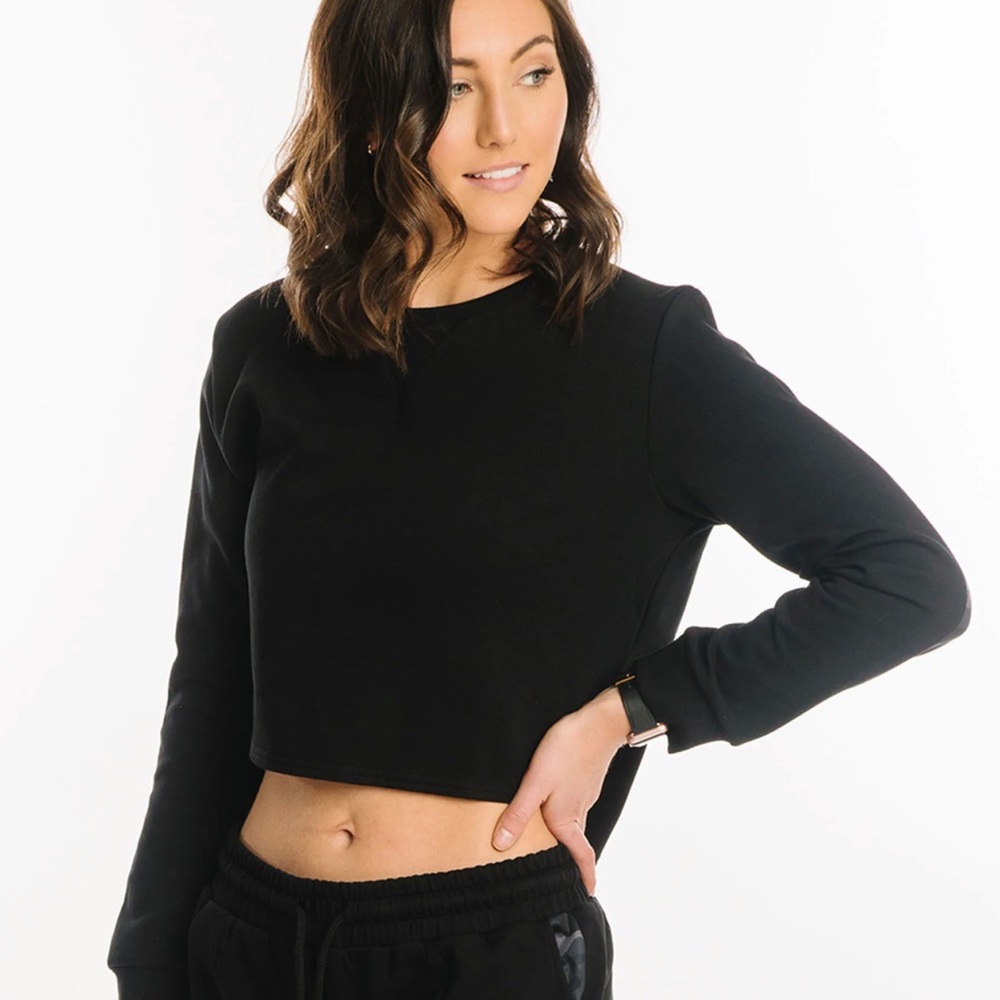 NWT Zyia cropped sweatshirt black athletic athleisure
